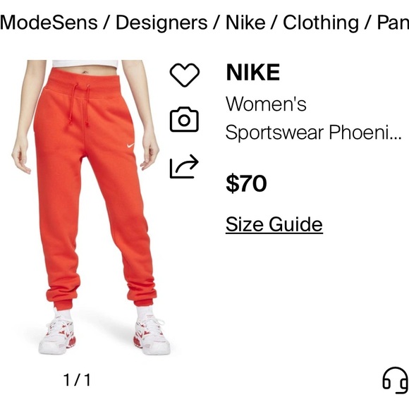 Nike Bright Red orange Sweatpants joggers - Picture 2 of 2